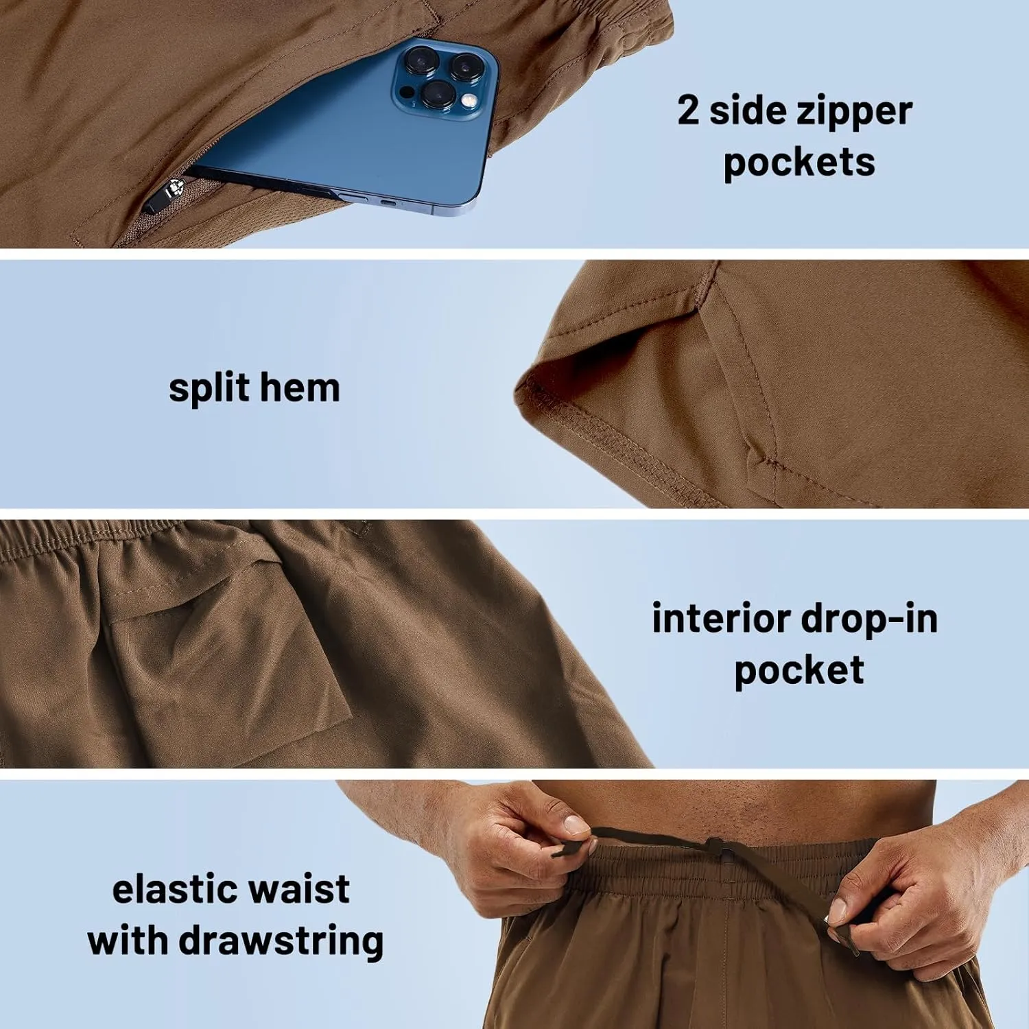 MIER Men's Workout Running Shorts Quick Dry Active 5 Inches Shorts with Pockets, Lightweight, Breathable