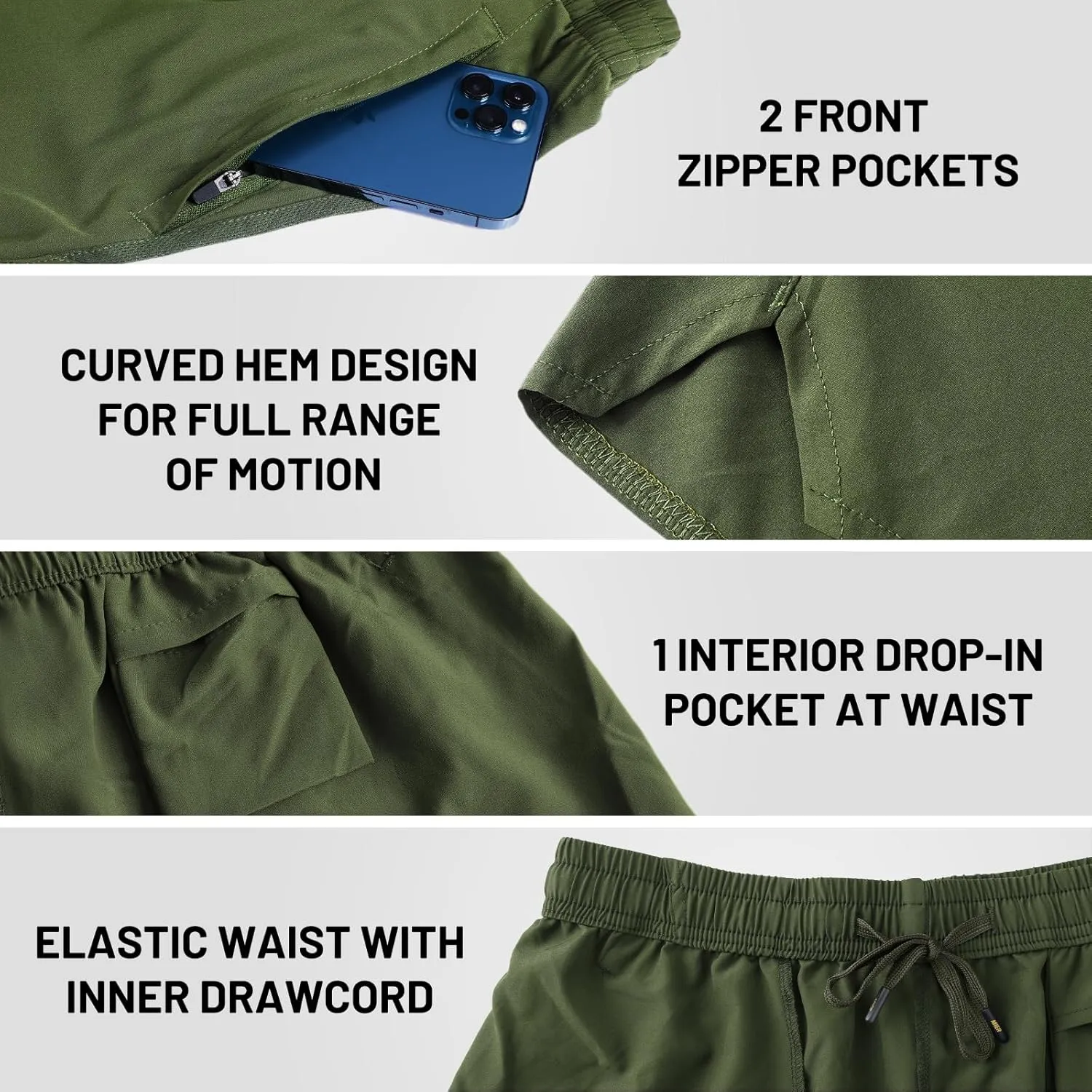 MIER Men's Workout Running Shorts Quick Dry Active 5 Inches Shorts with Pockets, Lightweight, Breathable