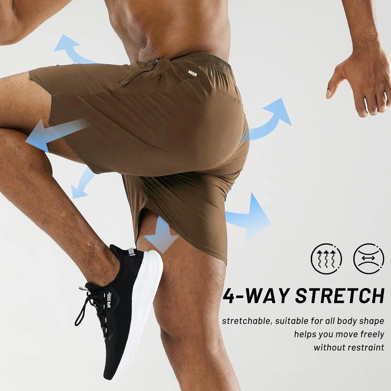 MIER Men's Workout Running Shorts Quick Dry Active 5 Inches Shorts with Pockets, Lightweight, Breathable