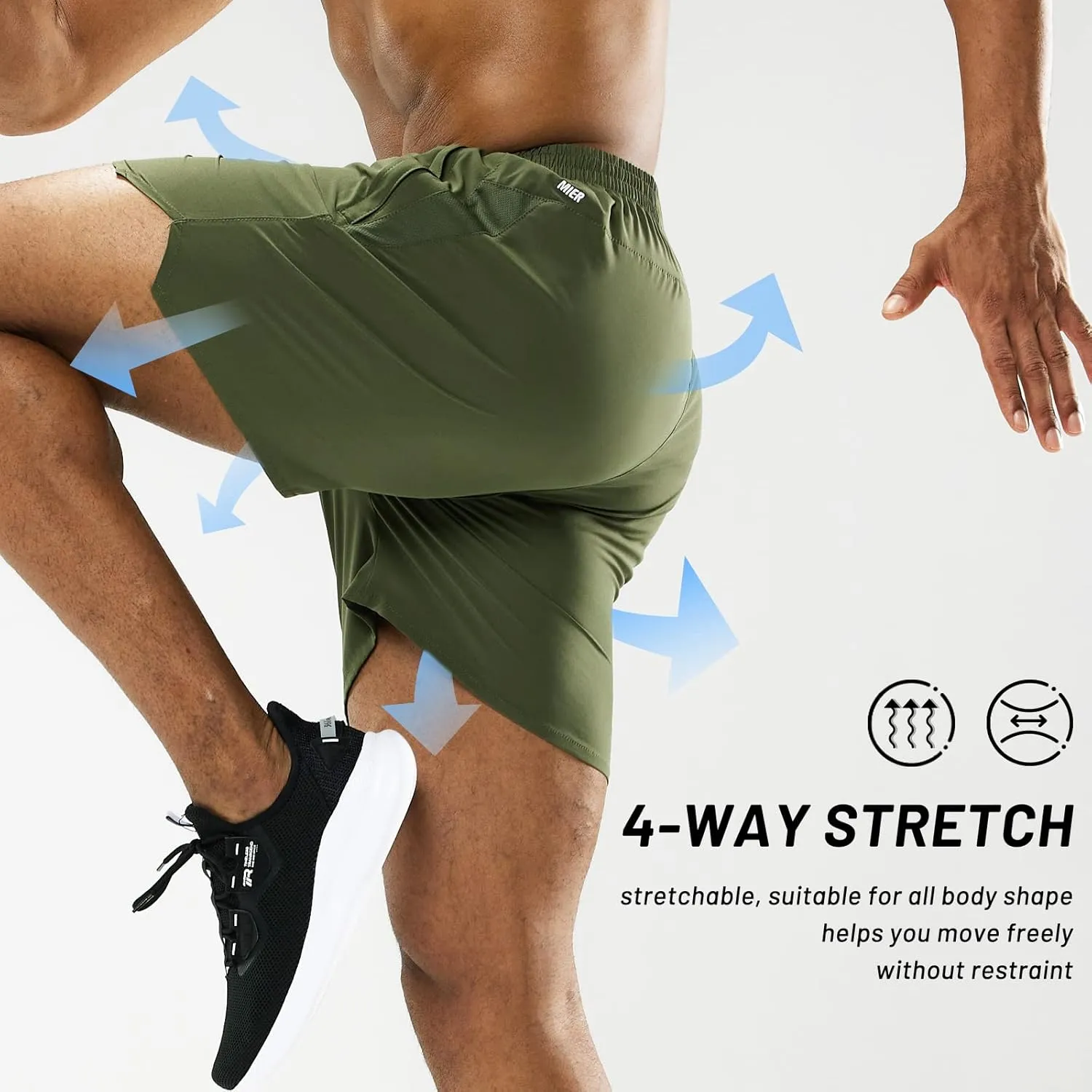 MIER Men's Workout Running Shorts Quick Dry Active 5 Inches Shorts with Pockets, Lightweight, Breathable