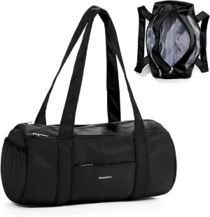 Mini Duffle Bag 13.78” Small Gym Bag, Lightweight Carry On Weekender Overnight Bag for Women Travel, Sport, Easy Daily Outings, 13.78"x6.7"x6.7", Black