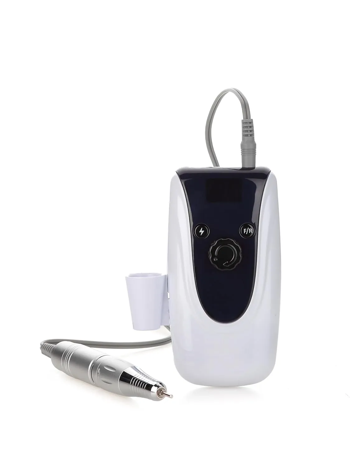Miss Sweet Portable Nail Drill Machine Rechargeable Electric Nail File with Battery Screen for Acrylic Nails (Sweet White)
