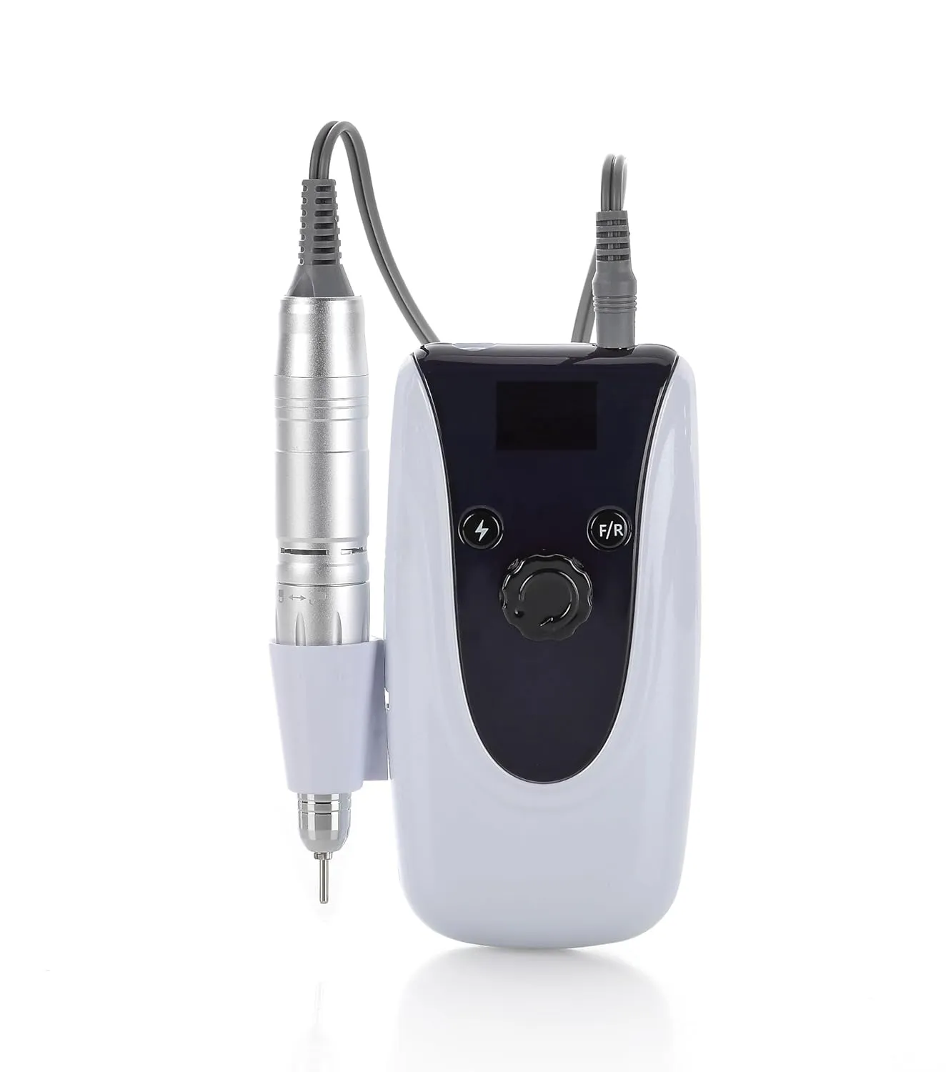 Miss Sweet Portable Nail Drill Machine Rechargeable Electric Nail File with Battery Screen for Acrylic Nails (Sweet White)