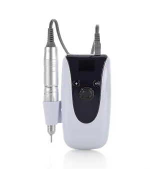 Miss Sweet Portable Nail Drill Machine Rechargeable Electric Nail File with Battery Screen for Acrylic Nails (Sweet White)