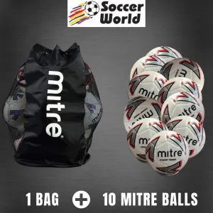 Mitre Training Balls Pack - 10 Mitre Academy Trainer Balls   Ball Bag
