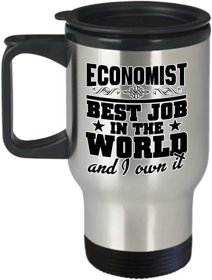 mmandiDESIGNS Economist Travel Mug - Best Job In The World oz Stainless Steel Tumbler For Your Favorite Cold or Hot Beverage