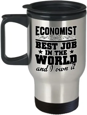 mmandiDESIGNS Economist Travel Mug - Best Job In The World oz Stainless Steel Tumbler For Your Favorite Cold or Hot Beverage