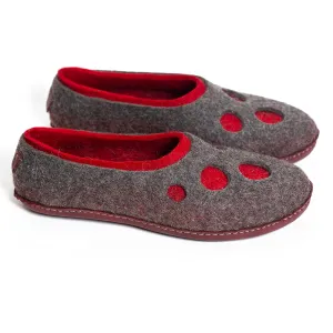 Moon Craters gray felted wool slippers for women, Handmade warm home shoes - Mothers Day Gifts