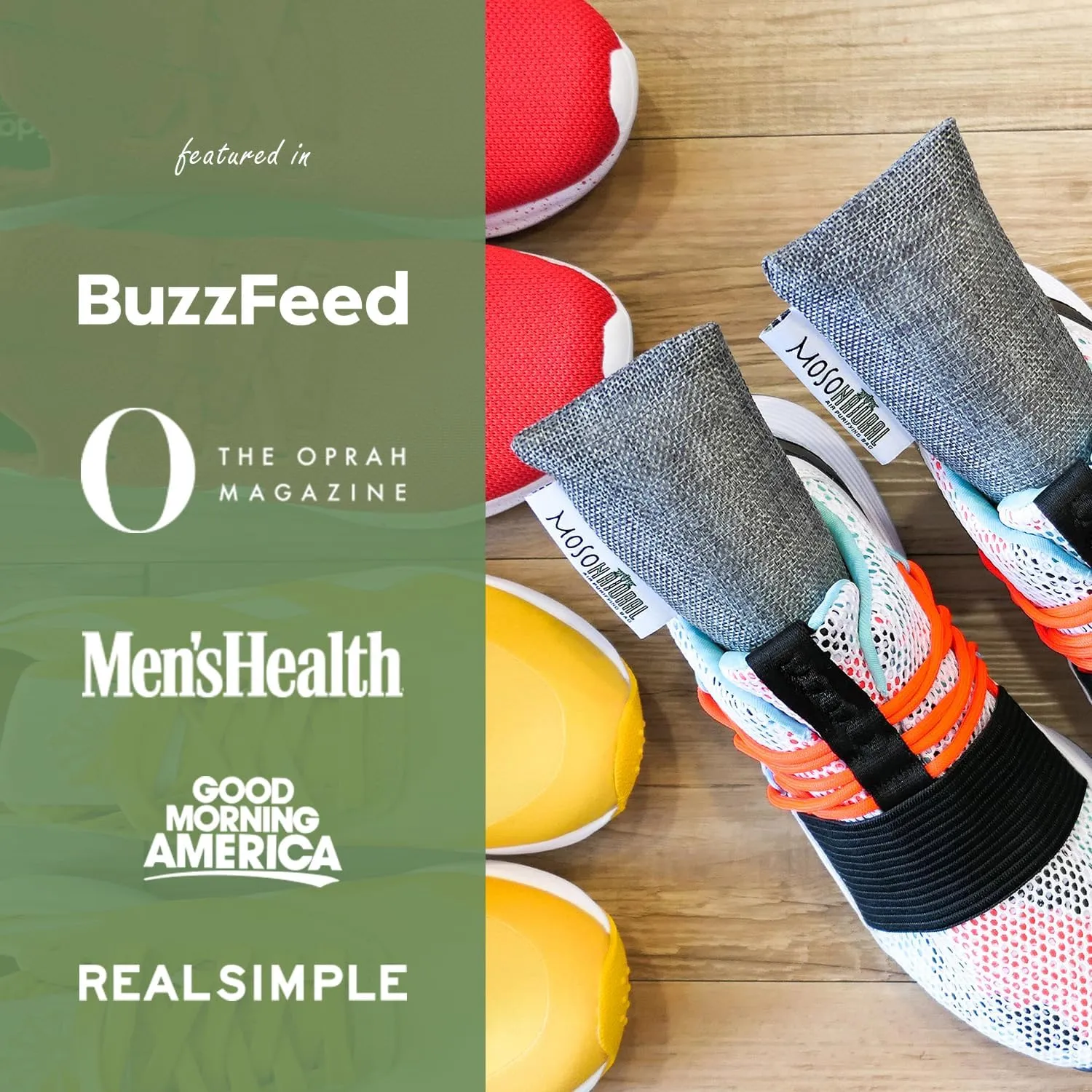 Moso Natural Shoe Deodorizer Insert | Charcoal Odor Absorber for Shoes | Gym Bag & Boot Deodorizer | Long-Lasting Shoe Odor Elimination | Unscented Air Purifying Bags (Two Per Pack)