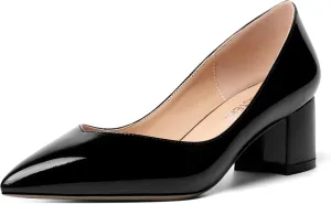 MOVINSTEPS Womens Pointed Toe Slip On Dress Dating Chunky Low Heel Pumps Shoes 2 Inch