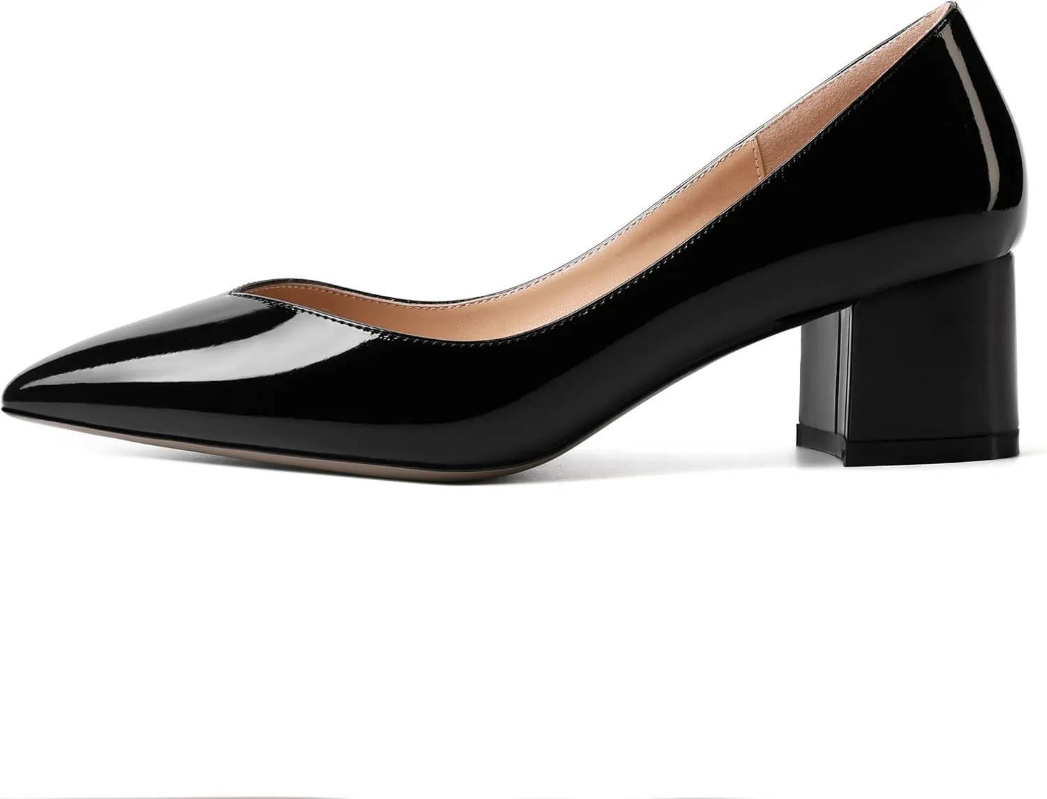 MOVINSTEPS Womens Pointed Toe Slip On Dress Dating Chunky Low Heel Pumps Shoes 2 Inch