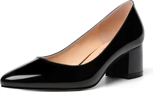 MOVINSTEPS Womens Round Toe Party Dress Slip On Chunky Low Heel Pumps Shoes 2 Inch