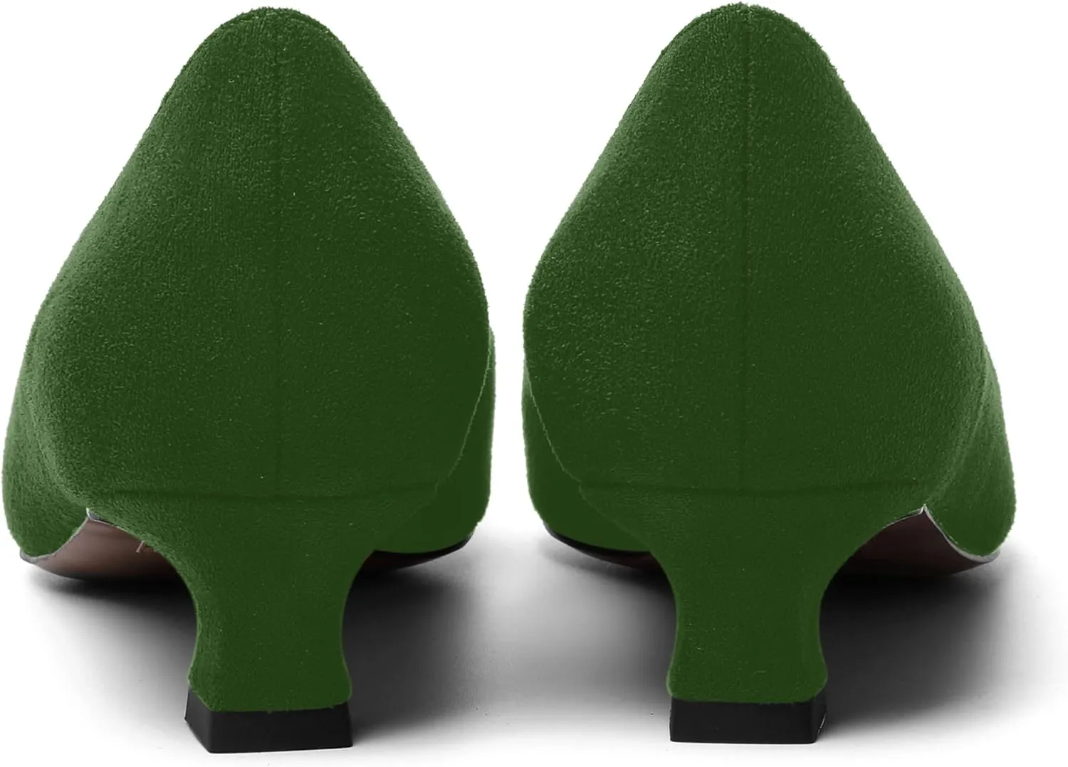 MOVINSTEPS Womens Suede Solid Pointed Toe Slip On Dress Wedding Kitten Low Heel Pumps Shoes 1.5 Inch