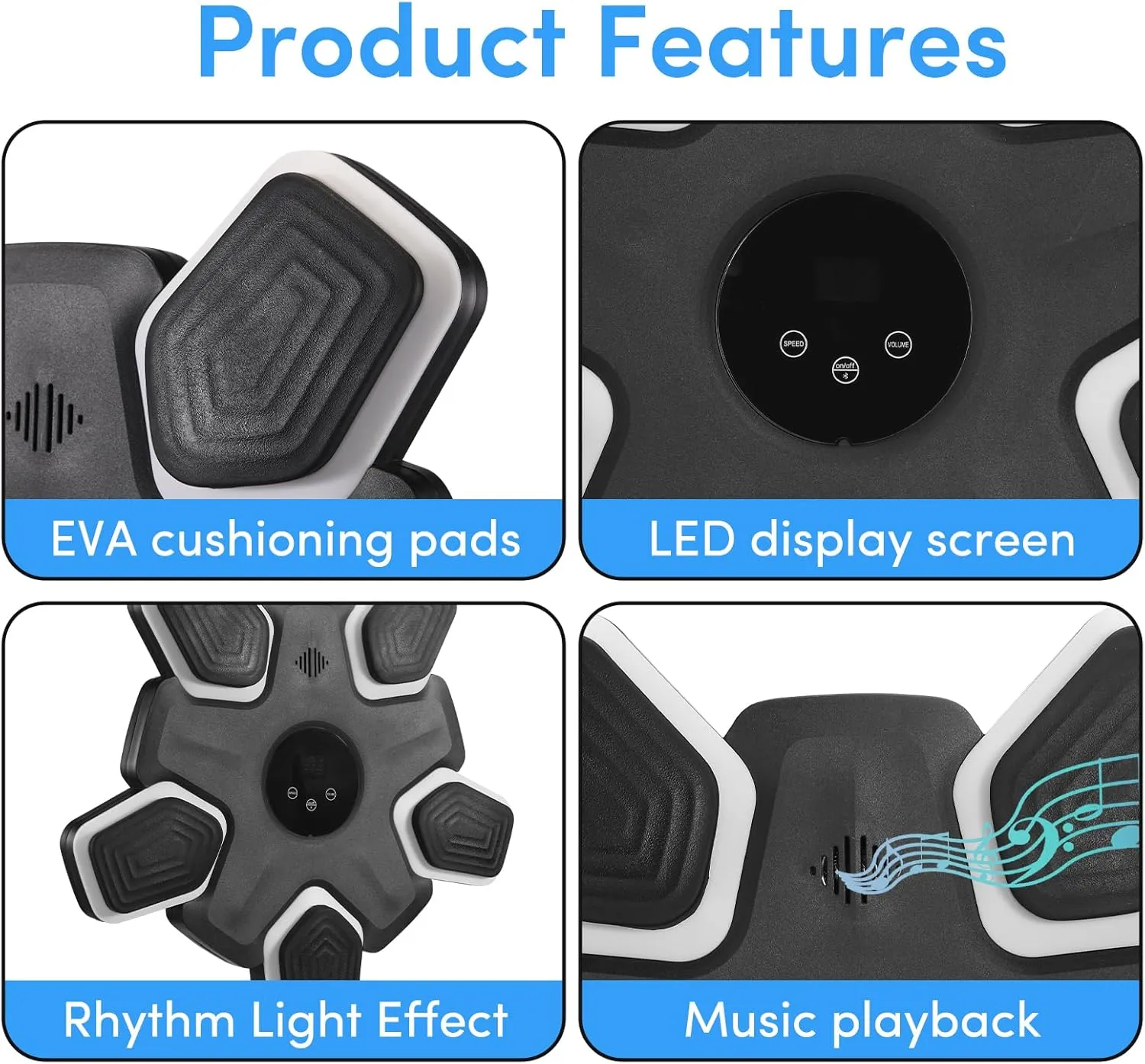 Music Boxing Machine,Boxing Wall Mount Machine for Adults Kids,Smart Bluetooth Boxing Trainer, 9 Modes & 9 Speeds,Interactive Punching Machine for Home and Gym.(Includes 2 Pairs of Gloves)