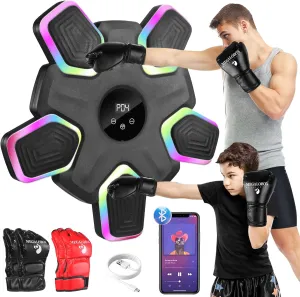 Music Boxing Machine,Boxing Wall Mount Machine for Adults Kids,Smart Bluetooth Boxing Trainer, 9 Modes & 9 Speeds,Interactive Punching Machine for Home and Gym.(Includes 2 Pairs of Gloves)