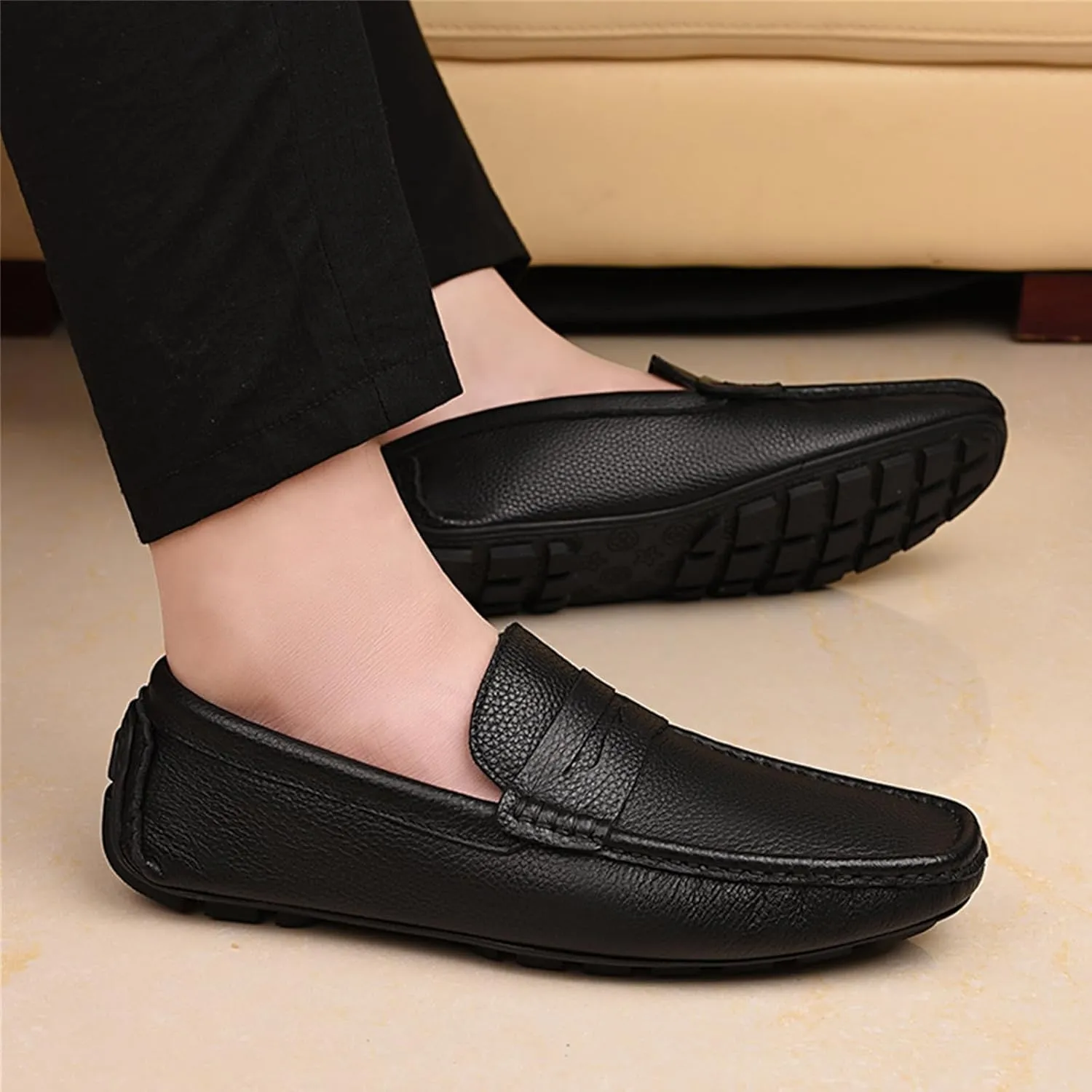MWX Men's Dress Loafers Black Casual Slip On Shoes Fashion Soft Lightweight Boat Shoes