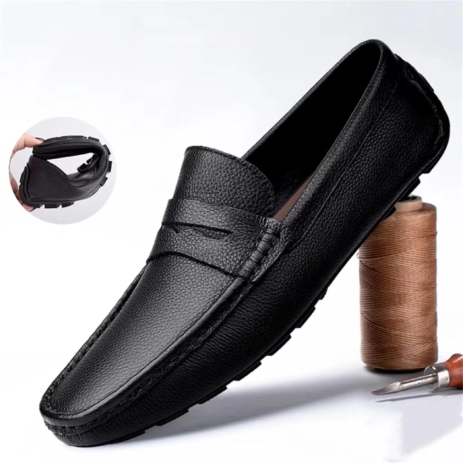 MWX Men's Dress Loafers Black Casual Slip On Shoes Fashion Soft Lightweight Boat Shoes