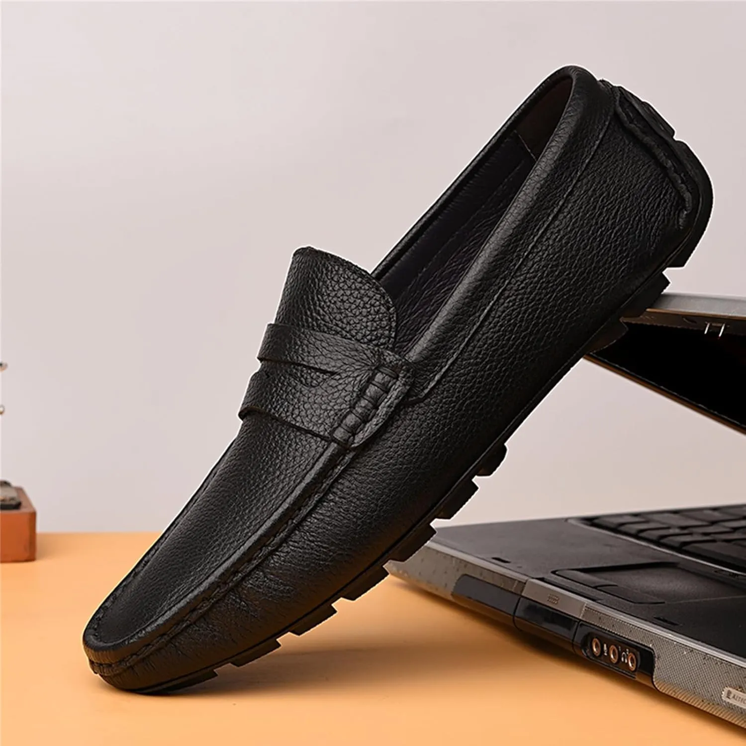 MWX Men's Dress Loafers Black Casual Slip On Shoes Fashion Soft Lightweight Boat Shoes