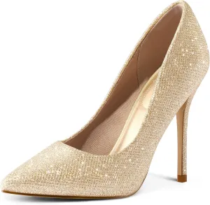 mysoft Women's High Heels Pumps Closed Pointed Toe Stiletto 4IN Heels Dress Wedding Shoes