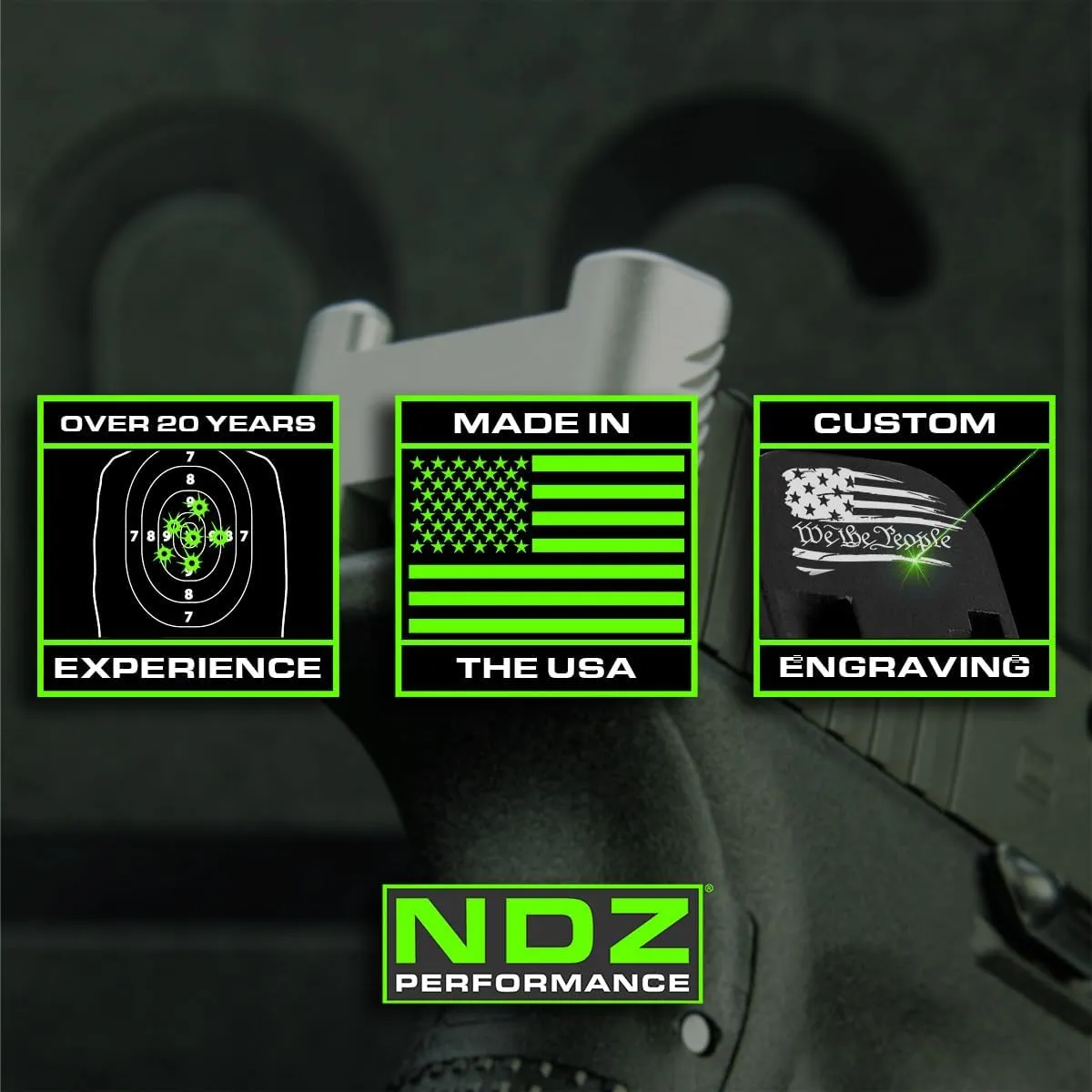 NDZ Performance Slide Cover Back Plate for Smith & Wesson M&P Shield, M2.0, Shield Plus 9mm .40 S&W, Blue Anodized Aluminum w/Black Laser Engraved Popular Image - Choose Image & Plate Color
