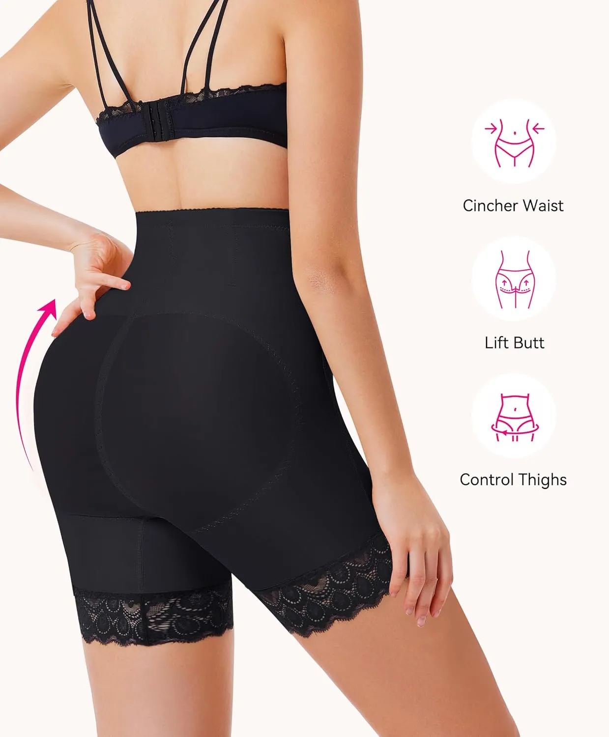 Nebility Plus Size Shapewear Tummy Control Underwear Butt Lifting Panties Hi-Waist Trainer Body Shaper Short Thigh Slimmer
