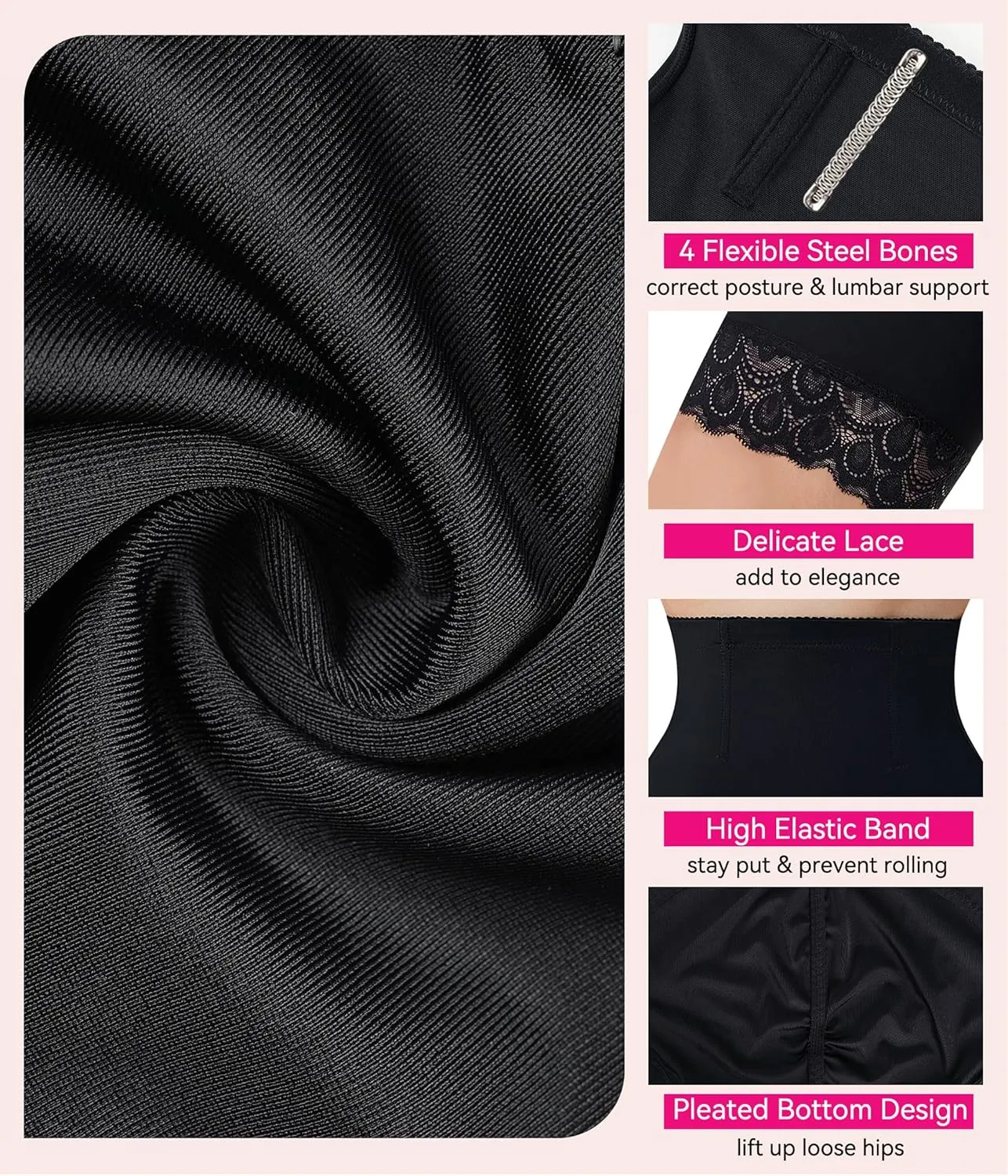 Nebility Plus Size Shapewear Tummy Control Underwear Butt Lifting Panties Hi-Waist Trainer Body Shaper Short Thigh Slimmer