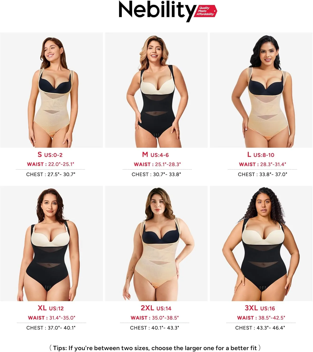 Nebility Thong Shapewear Bodysuit for Women Tummy Control Body Shaper Faja Seamless Waist Trainer Corset Stomach Girdles