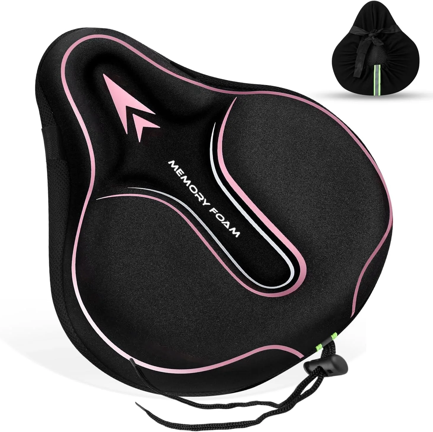New Large Bike Seat Cover for Men & Women Comfort, Bike Seat Cushion Cover, Padded Seat Cover, Soft Bicycle Seat Covers for MTB, Exercise Bikes, Indoor and Outdoor Cycling(Pink)