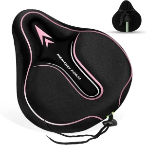 New Large Bike Seat Cover for Men & Women Comfort, Bike Seat Cushion Cover, Padded Seat Cover, Soft Bicycle Seat Covers for MTB, Exercise Bikes, Indoor and Outdoor Cycling(Pink)