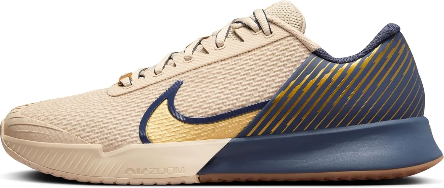 NikeCourt Vapor Pro 2 Premium Men's Hard Court Tennis Shoes (FN4741-101, Sanddrift/Thunder Blue/Gum Medium Brown) Size 14