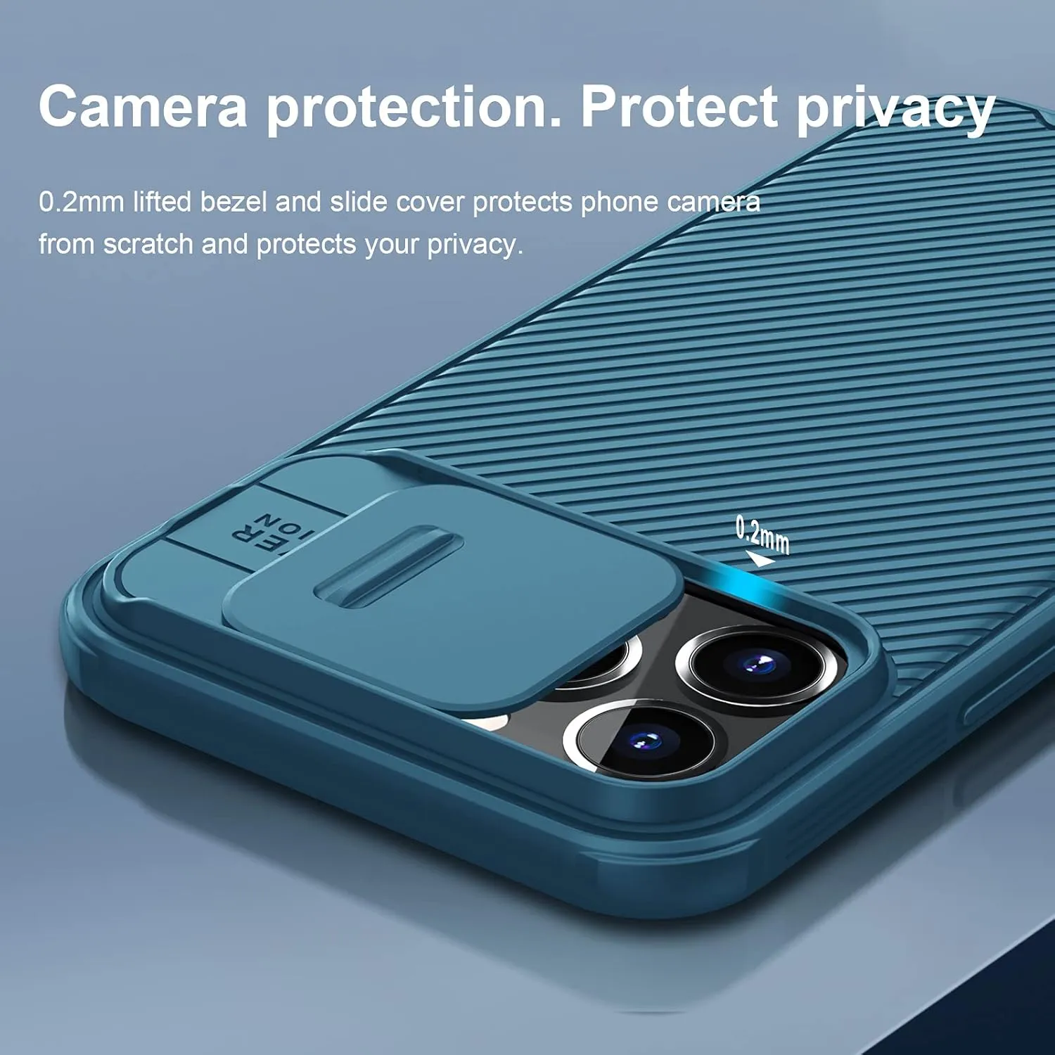 Nillkin CamShield Pro for iPhone 13 Pro Max Rugged Thin Case, Camera Protection Slide Cover Privacy for iPhone 13 Pro Max 5G 2021 6.7 inch Military Grade for Women - Blue