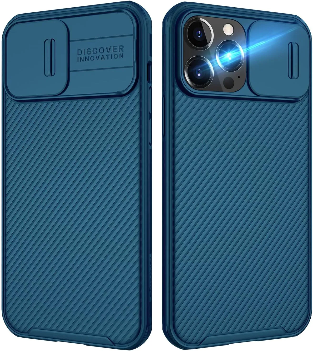 Nillkin CamShield Pro for iPhone 13 Pro Max Rugged Thin Case, Camera Protection Slide Cover Privacy for iPhone 13 Pro Max 5G 2021 6.7 inch Military Grade for Women - Blue