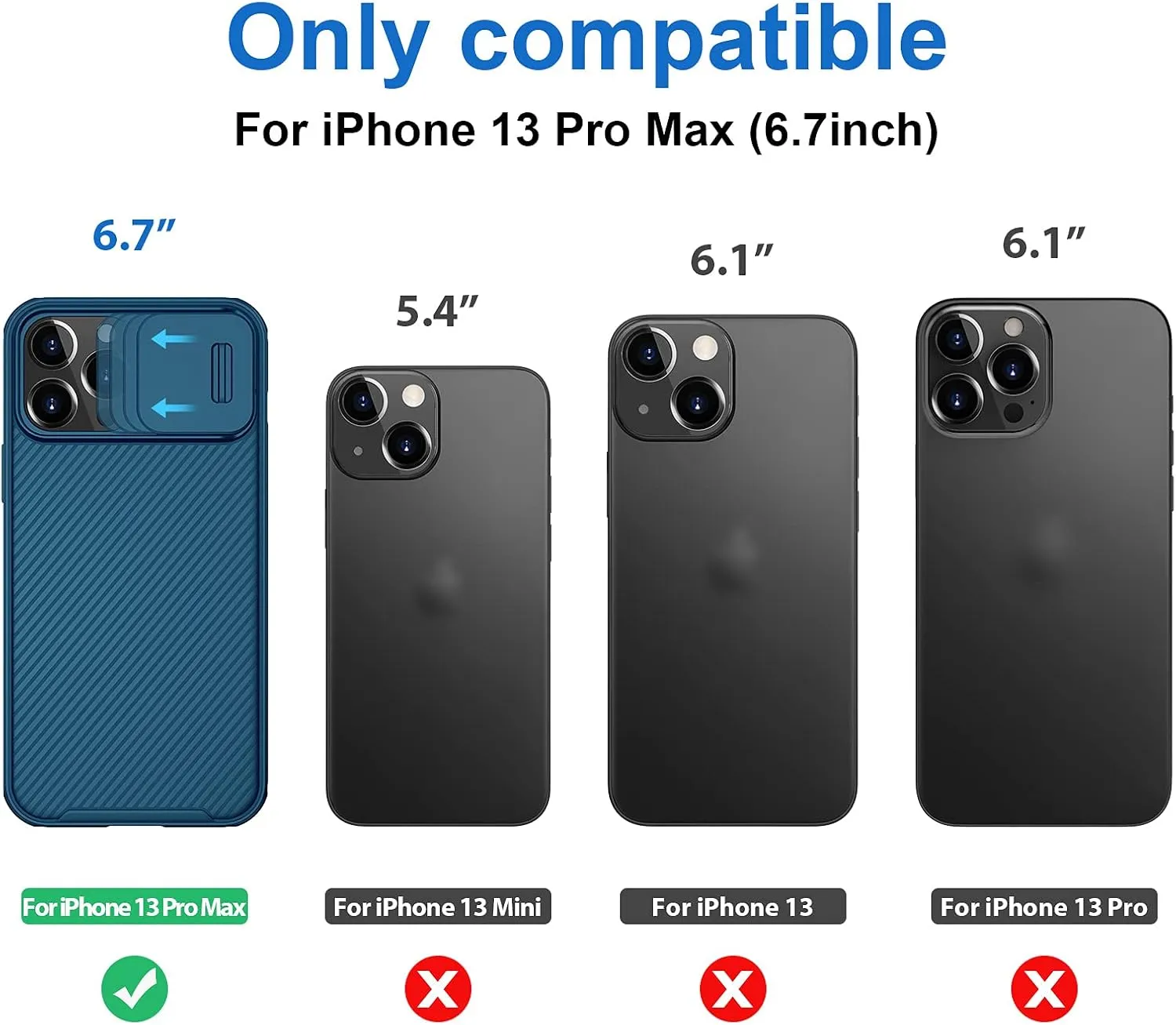 Nillkin CamShield Pro for iPhone 13 Pro Max Rugged Thin Case, Camera Protection Slide Cover Privacy for iPhone 13 Pro Max 5G 2021 6.7 inch Military Grade for Women - Blue
