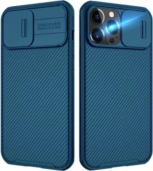 Nillkin CamShield Pro for iPhone 13 Pro Max Rugged Thin Case, Camera Protection Slide Cover Privacy for iPhone 13 Pro Max 5G 2021 6.7 inch Military Grade for Women - Blue