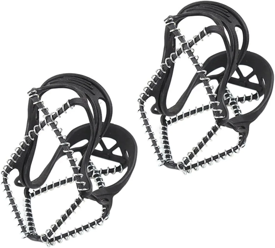 NOLITOY Shoe Grippers for Ice Snow Crampons for Hiking Ice Cleats for Shoes Quick Install Black