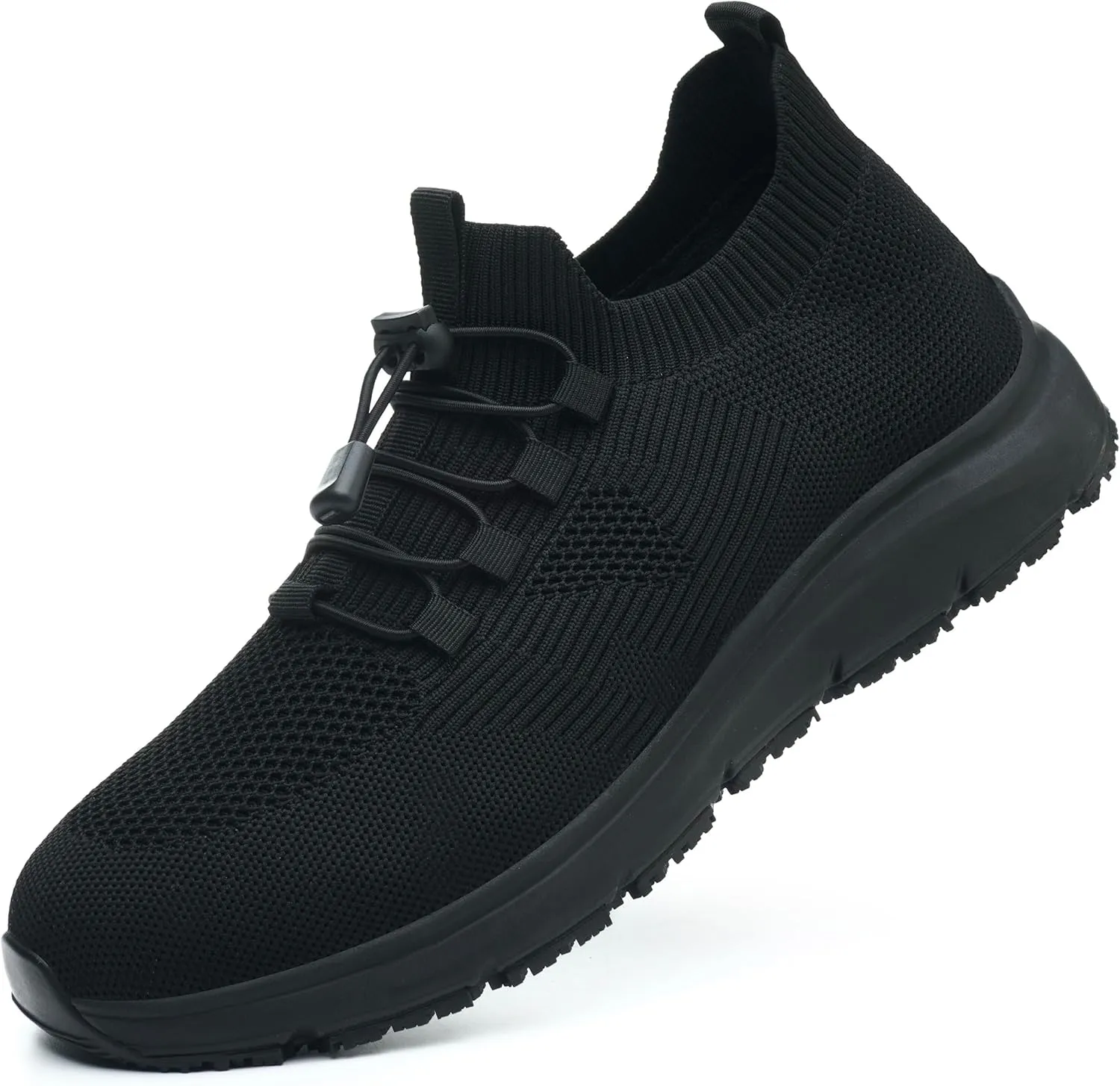 Non Slip Shoes for Men Food Service Waterproof Slip Resistant Sneakers Kitchen Restaurant Chef Work Shoes Breathable Lightweight Comfortable Slip On Footwear Walking Shoes Black
