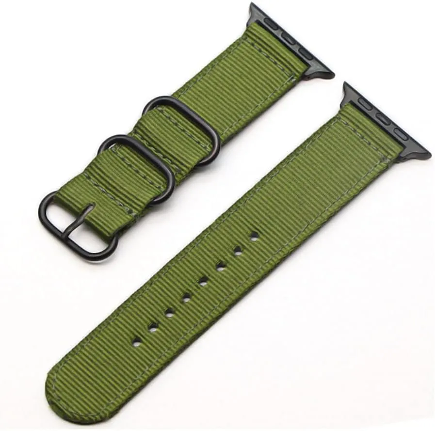 Nylon Band Watch BraceletSeries Sport Leather Bracelet 42mm 38mm Band Strap (Band Color : Army Green BK, Band Width : 44mm)