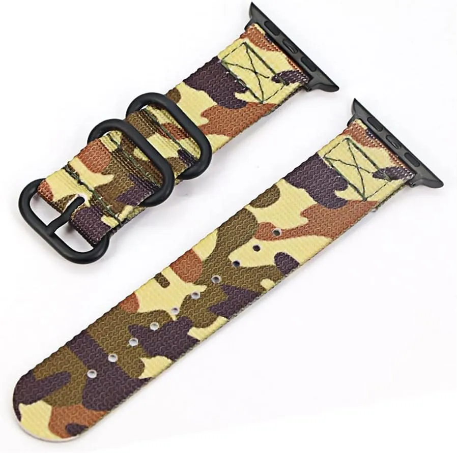 Nylon Band Watch BraceletSeries Sport Leather Bracelet 42mm 38mm Band Strap (Band Color : Army Green BK, Band Width : 44mm)