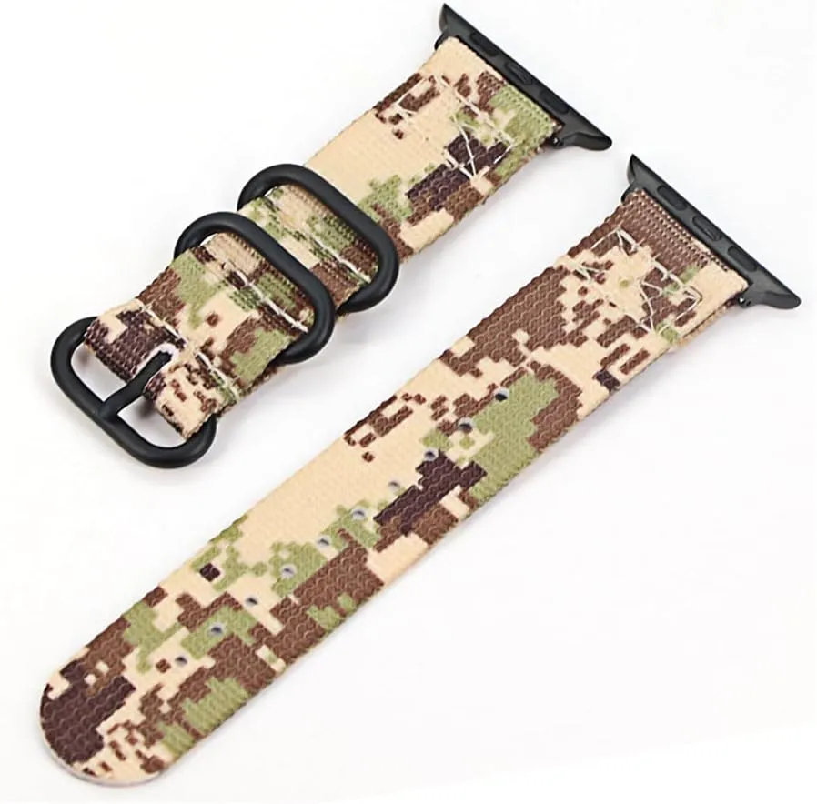 Nylon Band Watch BraceletSeries Sport Leather Bracelet 42mm 38mm Band Strap (Band Color : Army Green BK, Band Width : 44mm)