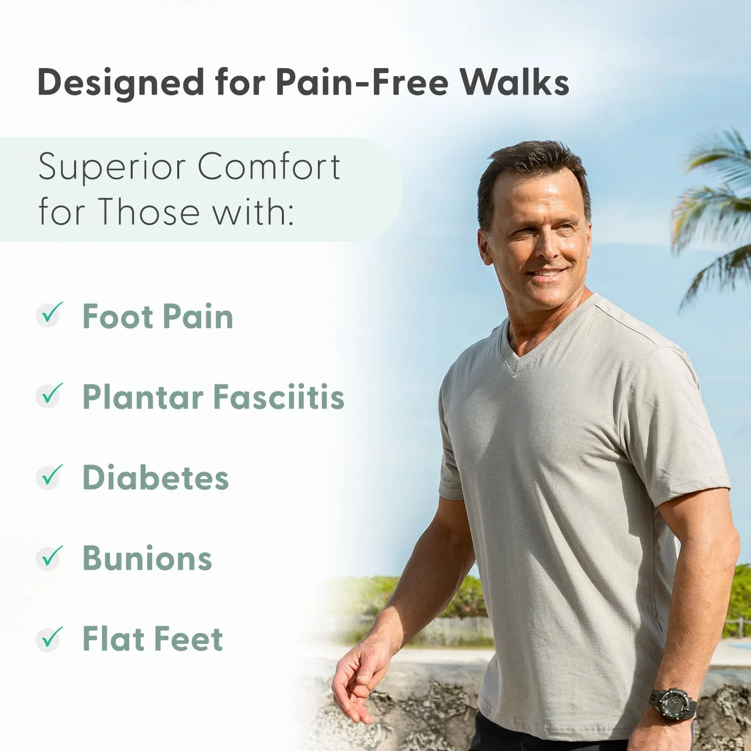 Orthofeet Men's Orthopedic Jupiter Hands-Free Slip-On Sandals