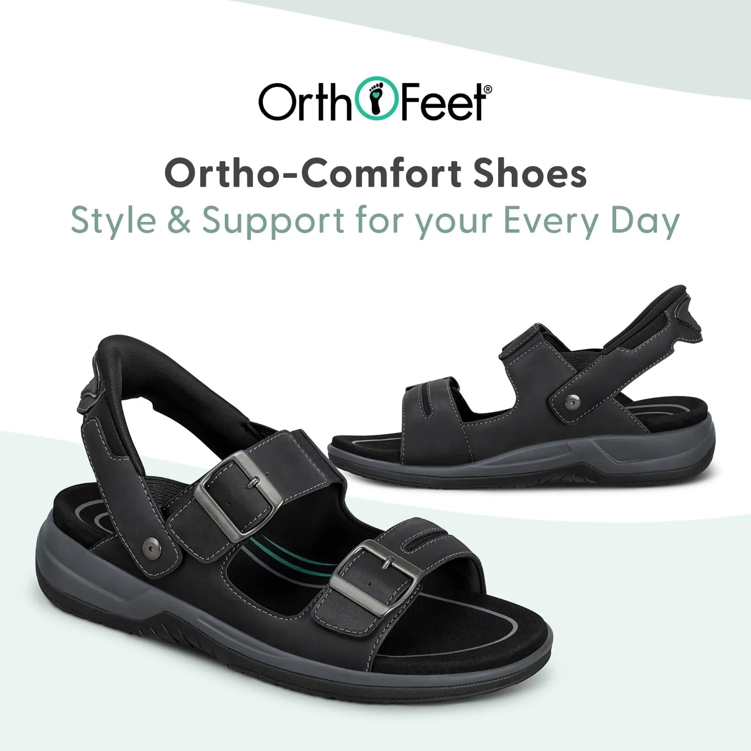 Orthofeet Men's Orthopedic Jupiter Hands-Free Slip-On Sandals