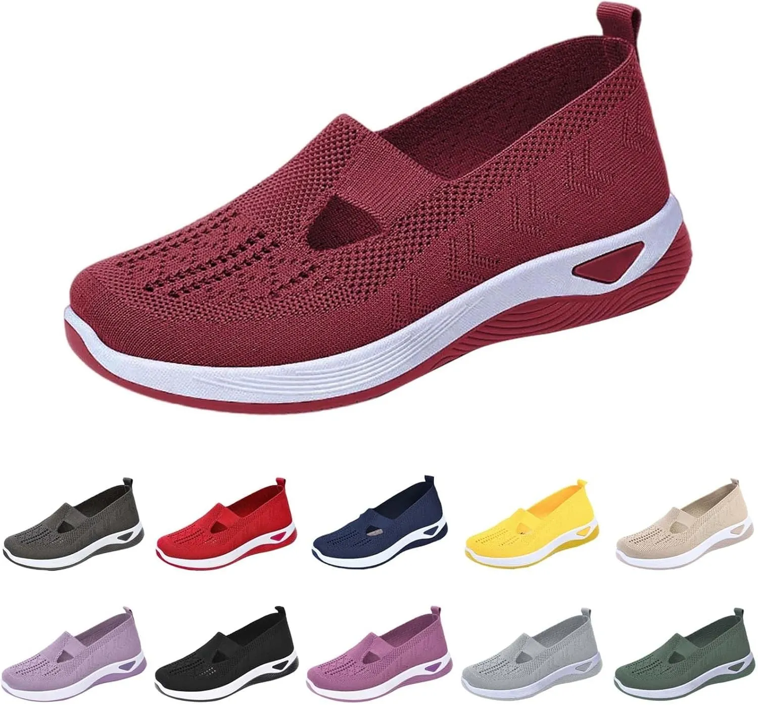 Orthowalk Shoes for Women Orthopedic Arch Support Woven Mesh Breathable Soft Sneakers Slip On Wide Diabetic Footwear