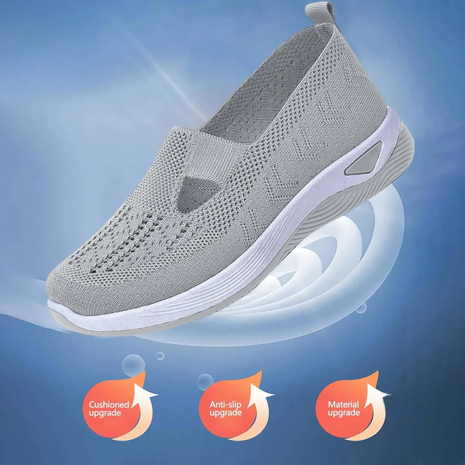 Orthowalk Shoes for Women Orthopedic Arch Support Woven Mesh Breathable Soft Sneakers Slip On Wide Diabetic Footwear