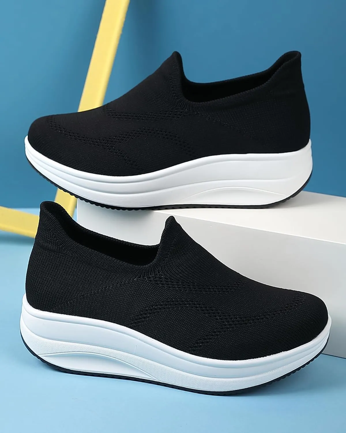 Oude Slip On Sneakers Women Comfortable | Womens Orthopedic Slip On Shoes Traveling | 2 Inch Rocker Bottom