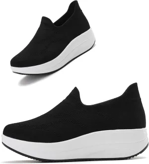 Oude Slip On Sneakers Women Comfortable | Womens Orthopedic Slip On Shoes Traveling | 2 Inch Rocker Bottom