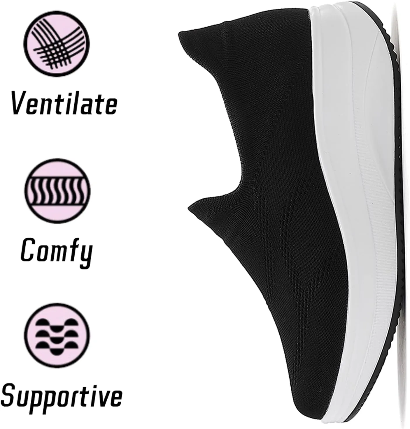 Oude Slip On Sneakers Women Comfortable | Womens Orthopedic Slip On Shoes Traveling | 2 Inch Rocker Bottom