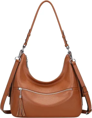 Over Earth Genuine Leather Hobo Bags for Women Medium Soft Purses Casual Shoulder Bag and Handbags