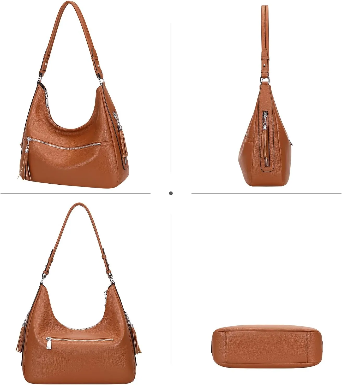Over Earth Genuine Leather Hobo Bags for Women Medium Soft Purses Casual Shoulder Bag and Handbags