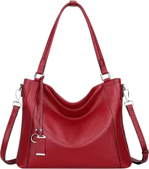 Over Earth Soft Leather Handbags for Women Shoulder Hobo Bag Large Tote Crossbody Bags