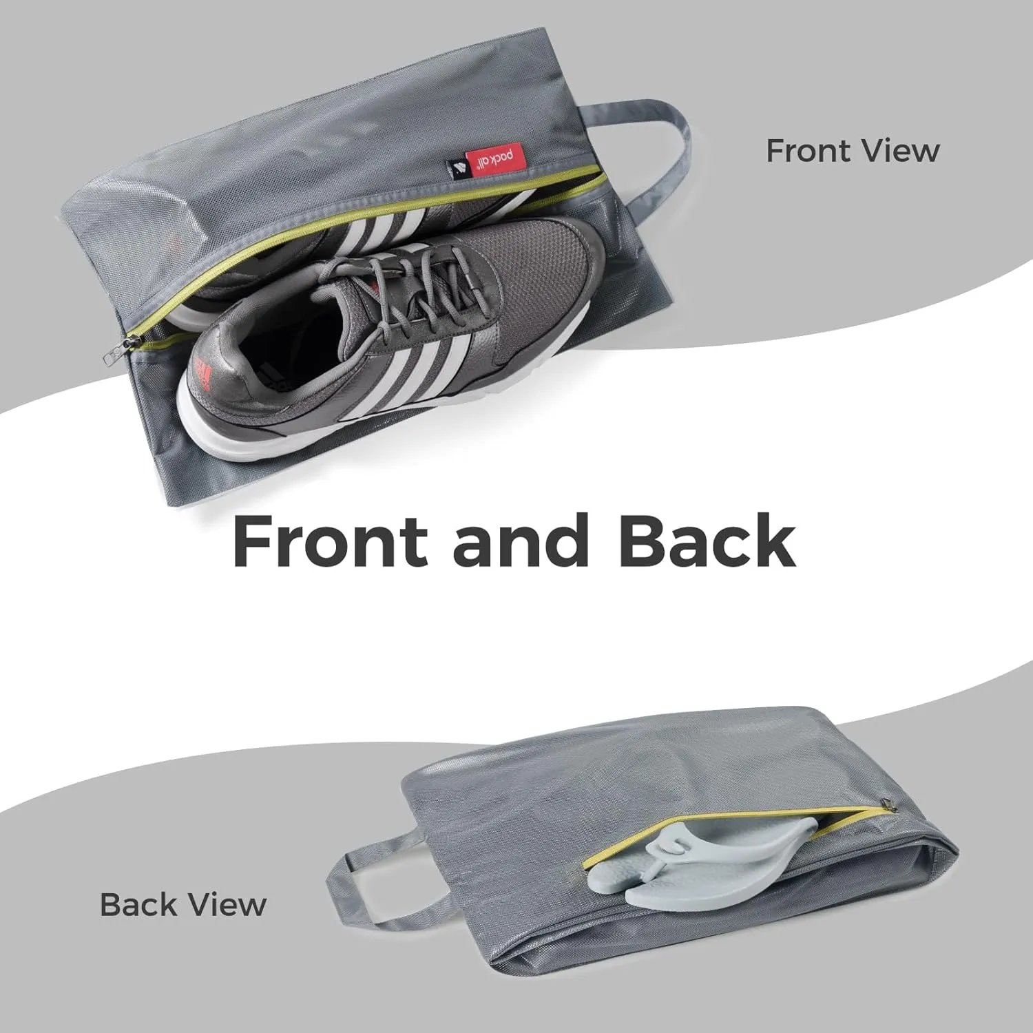 pack all Plus-Sized Shoe Bag for Travel, Water-Resistant Shoe Pouch for Gym, Odor-Resistant Soccer Cleats Bag for Sport (Dual Pocket Version)
